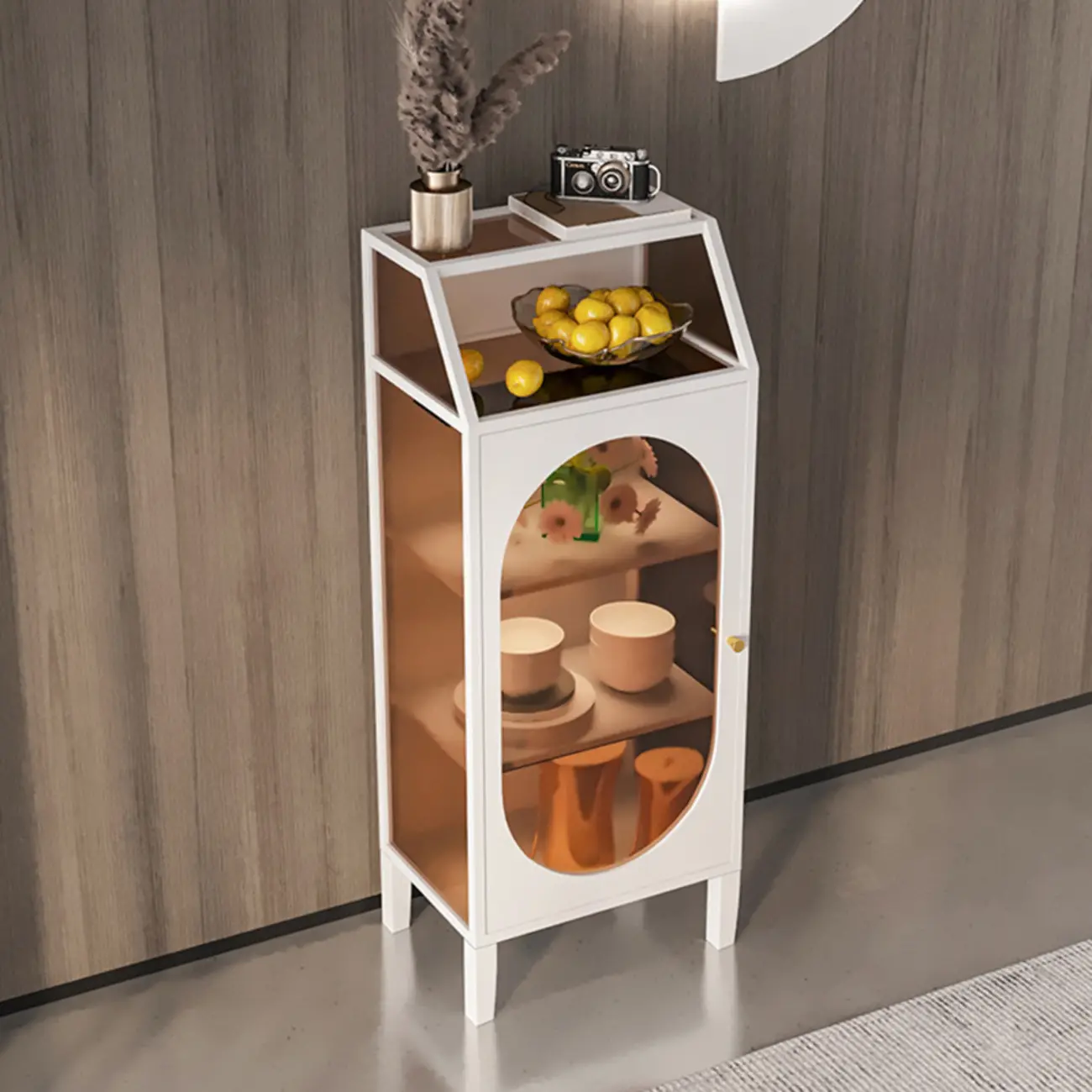 Classic Metal Glass Freestanding Display Cabinet for Dining Room Image - 1 | homeyfad