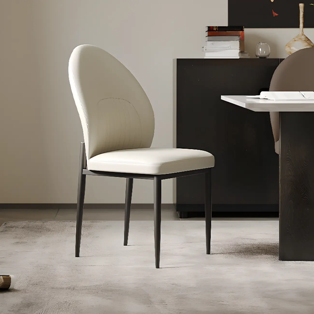 Modern Oval Back Faux Leather Armless Dining Chair Image - 1 | homeyfad