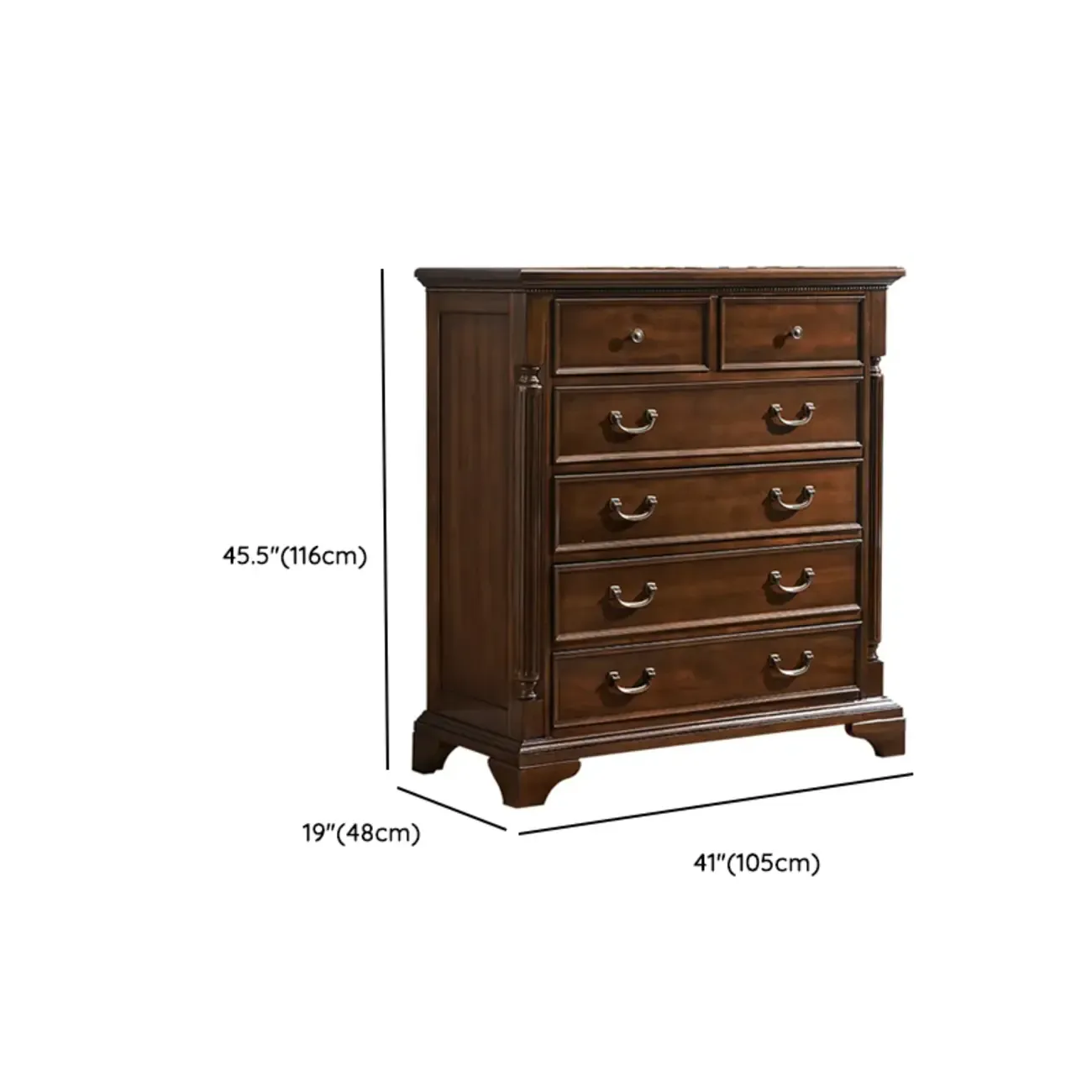 Traditional Brown Wood Dressers with 9-Drawers for Office #size