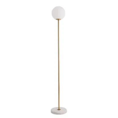 Minimalist Gold Floor Lamp with Glass Shade and Marble Base Image - 8