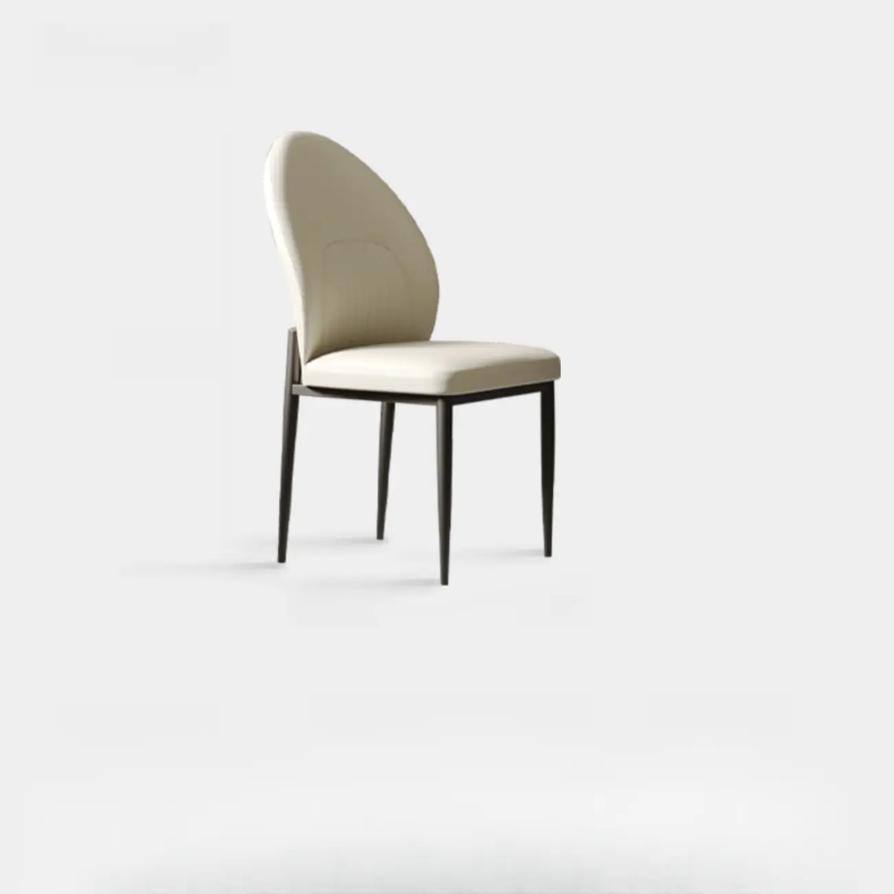 Modern Oval Back Faux Leather Armless Dining Chair Image - 2 | homeyfad