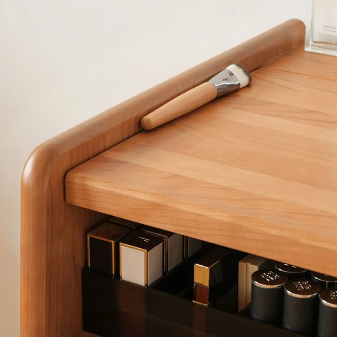 Rustic Wood Bedside Table with Rattan Drawer and Open Storage Image - 9 | homeyfad