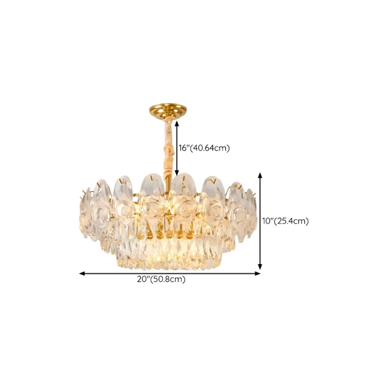 Modern Luxury Crystal Chandeliers with Glassy Shade #size