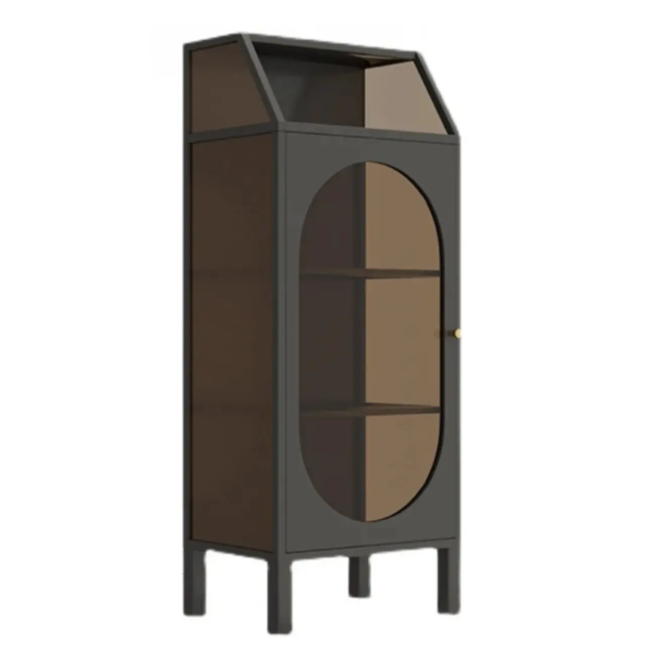 Classic Metal Glass Freestanding Display Cabinet for Dining Room Image - 5 | homeyfad