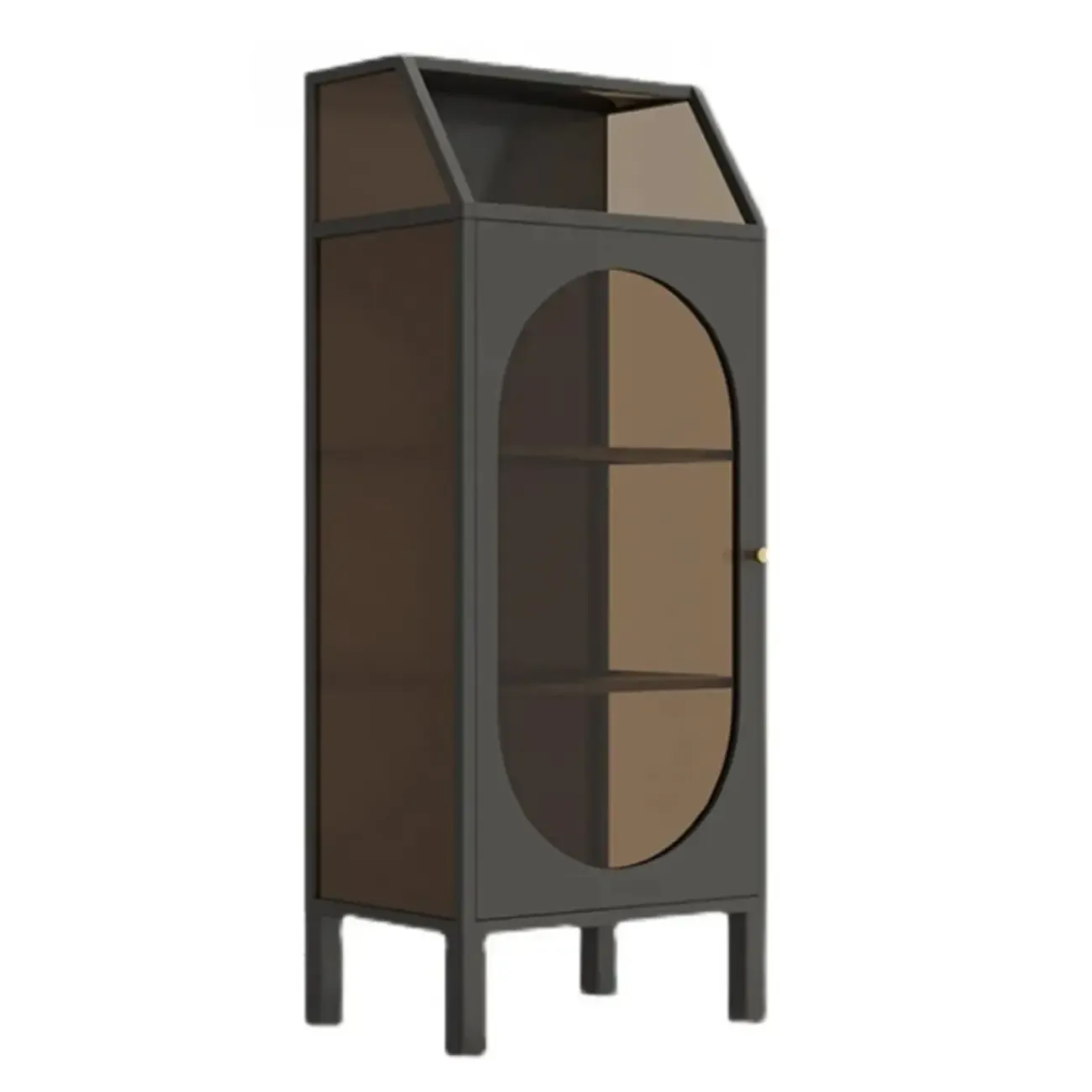 Classic Metal Glass Freestanding Display Cabinet for Dining Room Image - 5