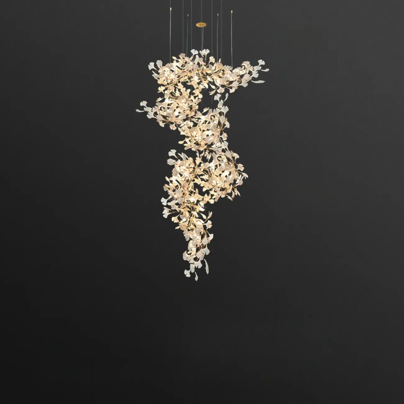 Luxury Adjustable Leaf Chandelier for Open Spaces Image - 7