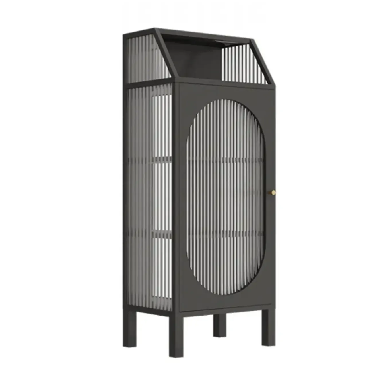 Classic Metal Glass Freestanding Display Cabinet for Dining Room Image - 6