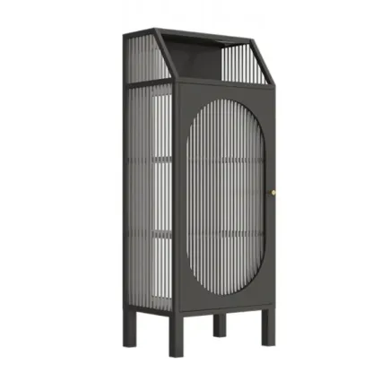 Classic Metal Glass Freestanding Display Cabinet for Dining Room Image - 6