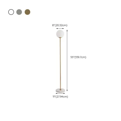 Minimalist Gold Floor Lamp with Glass Shade and Marble Base #size