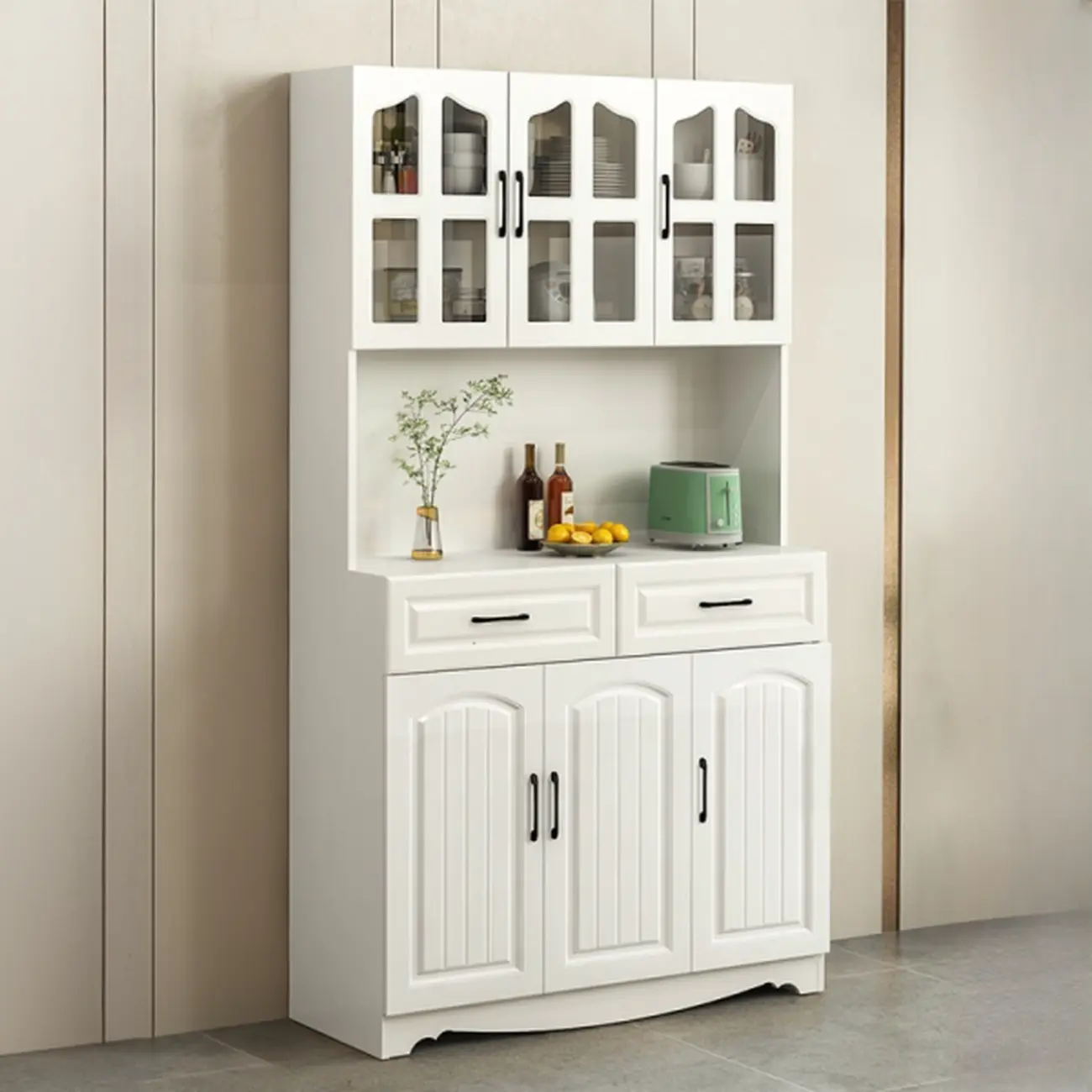 Wooden Display Cabinet with Glass Doors for Kitchens Image - 9 | homeyfad