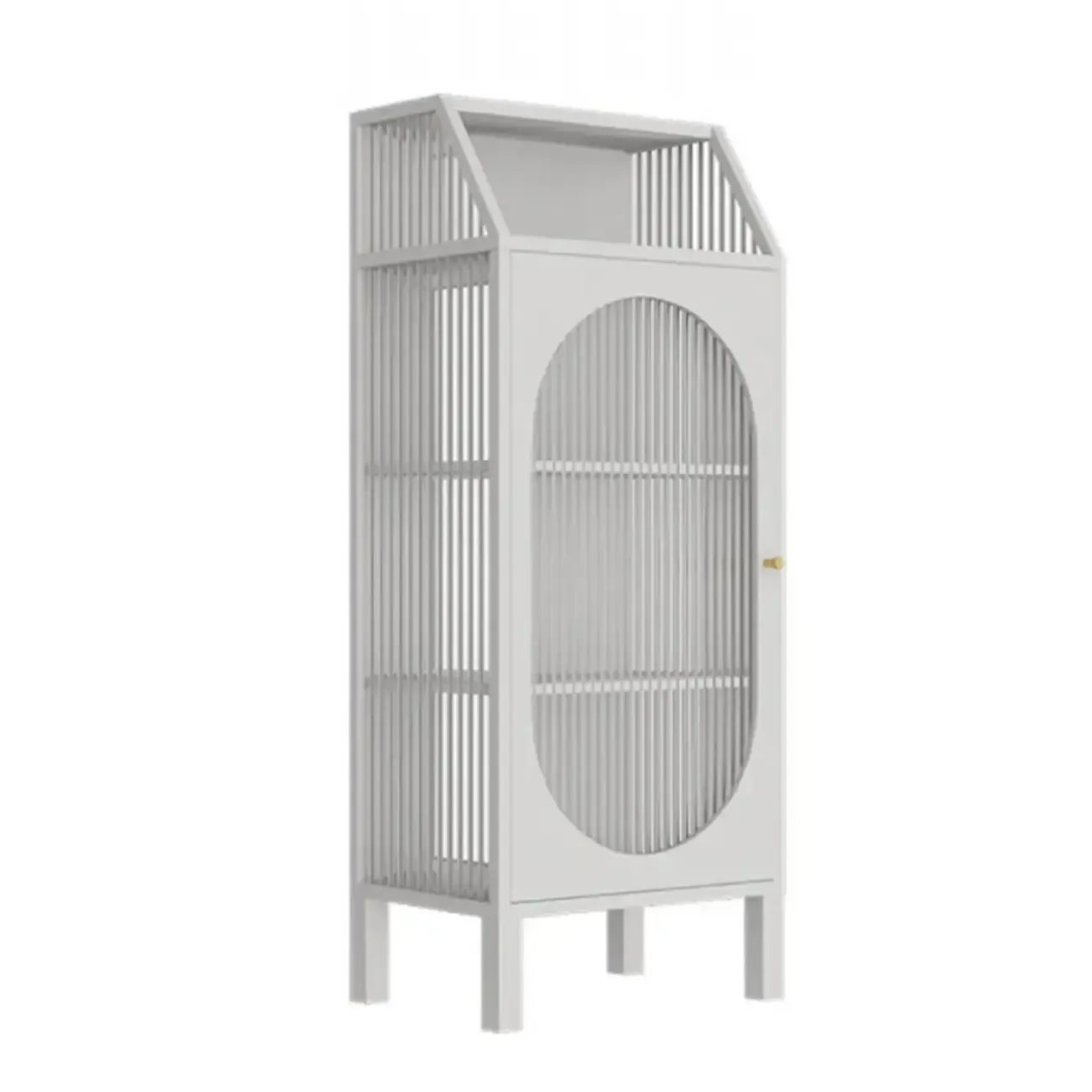 Classic Metal Glass Freestanding Display Cabinet for Dining Room Image - 8