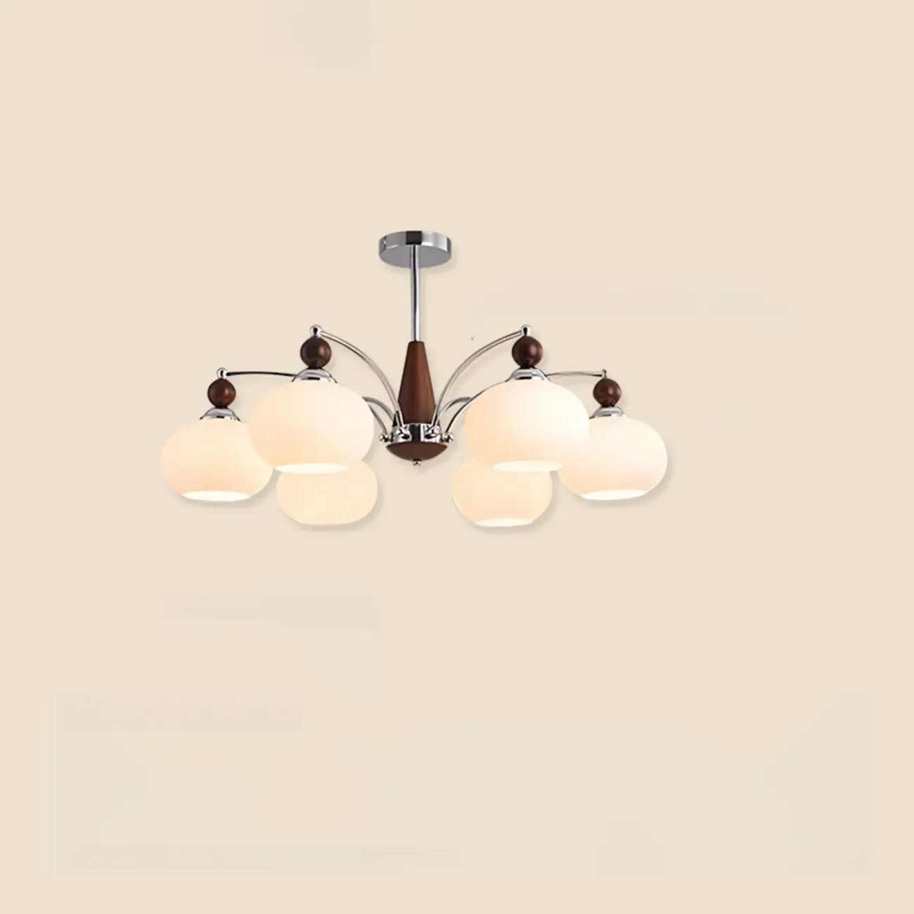 White Globe Chandelier with Glass Shades for Bedroom Image - 5