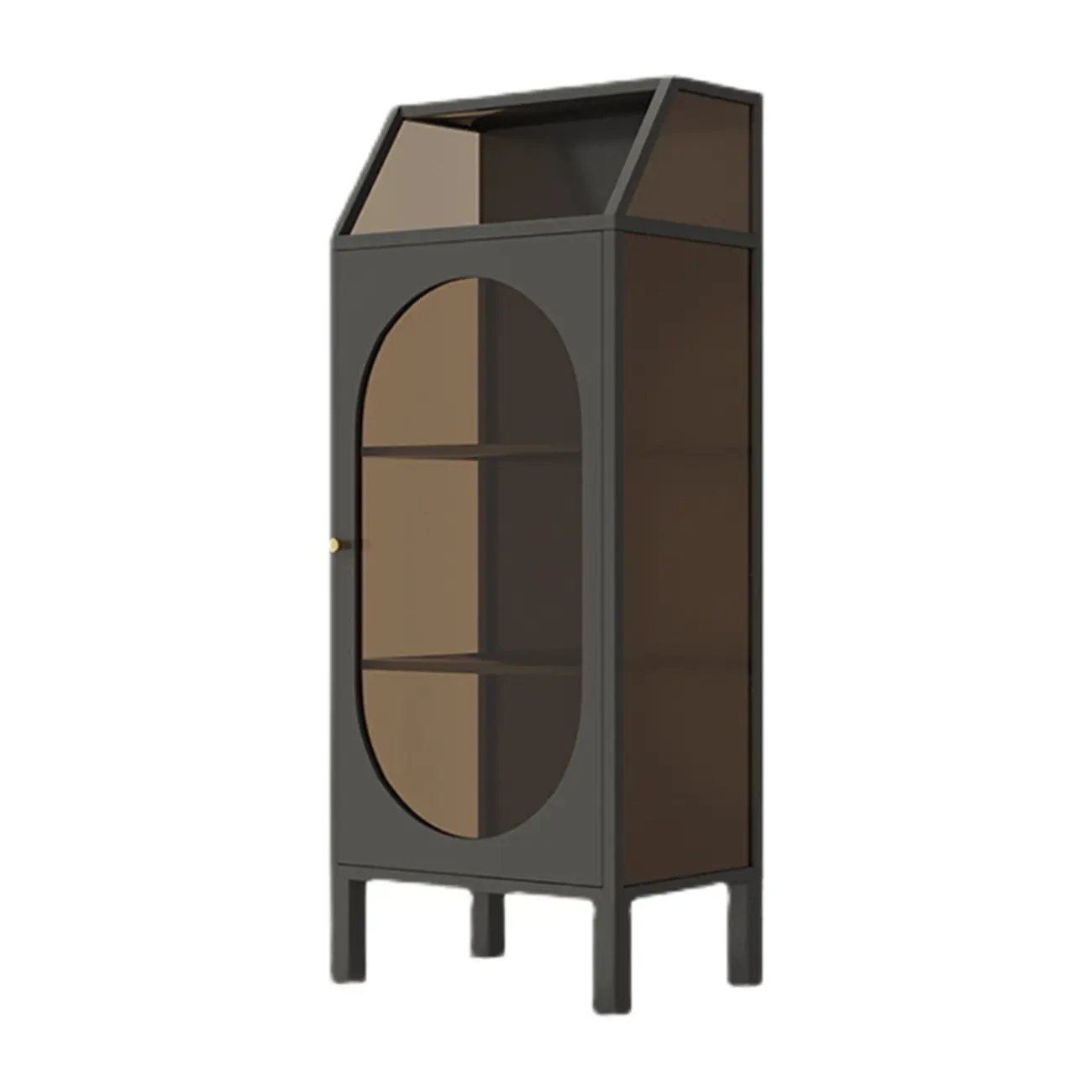 Classic Metal Glass Freestanding Display Cabinet for Dining Room Image - 9 | homeyfad