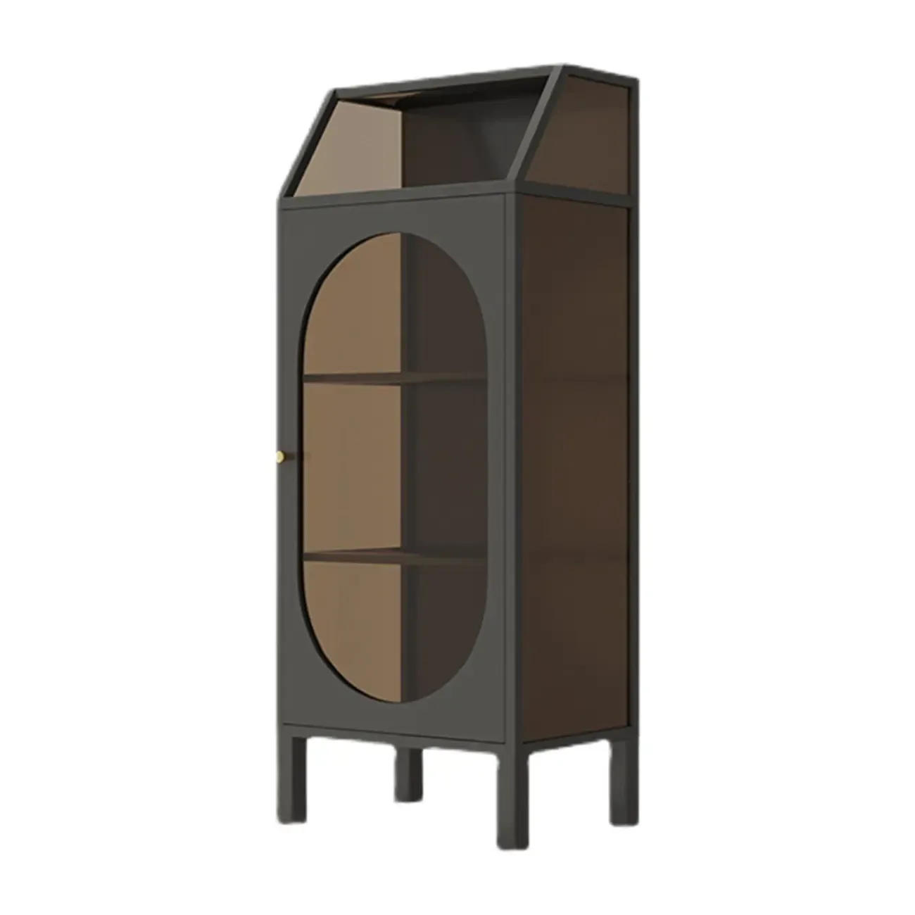 Classic Metal Glass Freestanding Display Cabinet for Dining Room Image - 9