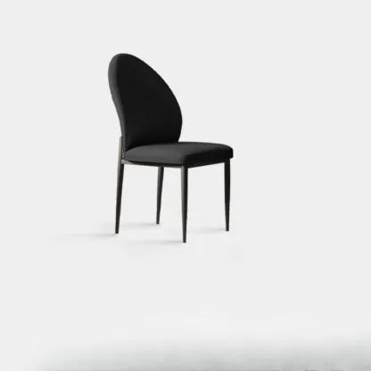 Modern Oval Back Faux Leather Armless Dining Chair Image - 7