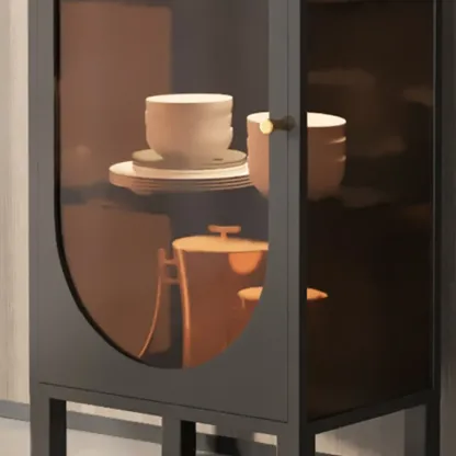 Classic Metal Glass Freestanding Display Cabinet for Dining Room Image - 11
