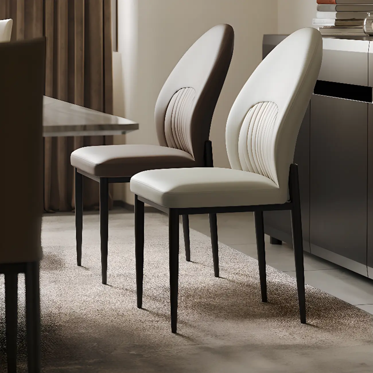 Modern Oval Back Faux Leather Armless Dining Chair Image - 8 | homeyfad