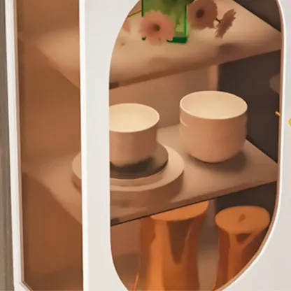 Classic Metal Glass Freestanding Display Cabinet for Dining Room Image - 12