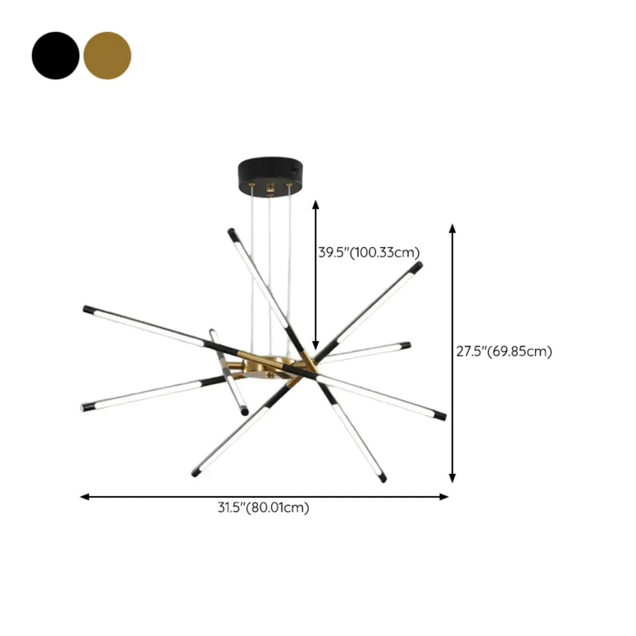 Linear Sputnik LED Chandelier with Adjustable Height Image - 21