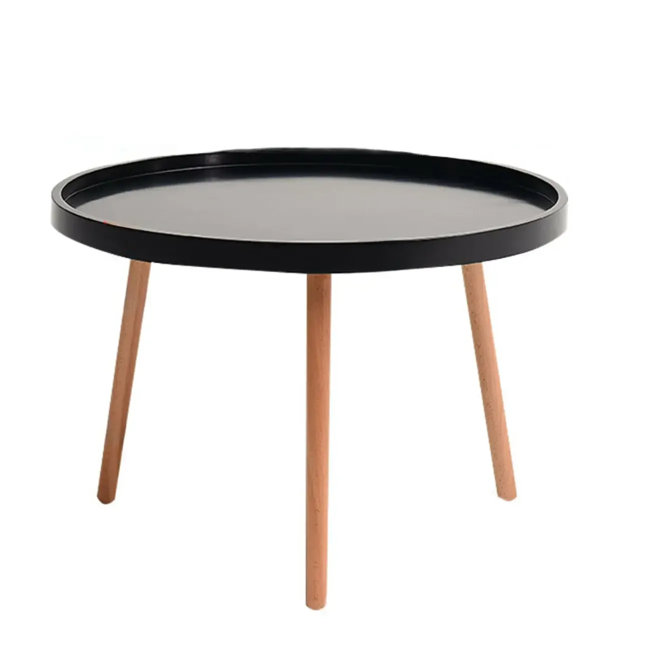 Modern Round Waterproof Coffee Table with Wood Three Leg Image - 2