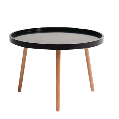 Modern Round Waterproof Coffee Table with Wood Three Leg Image - 2