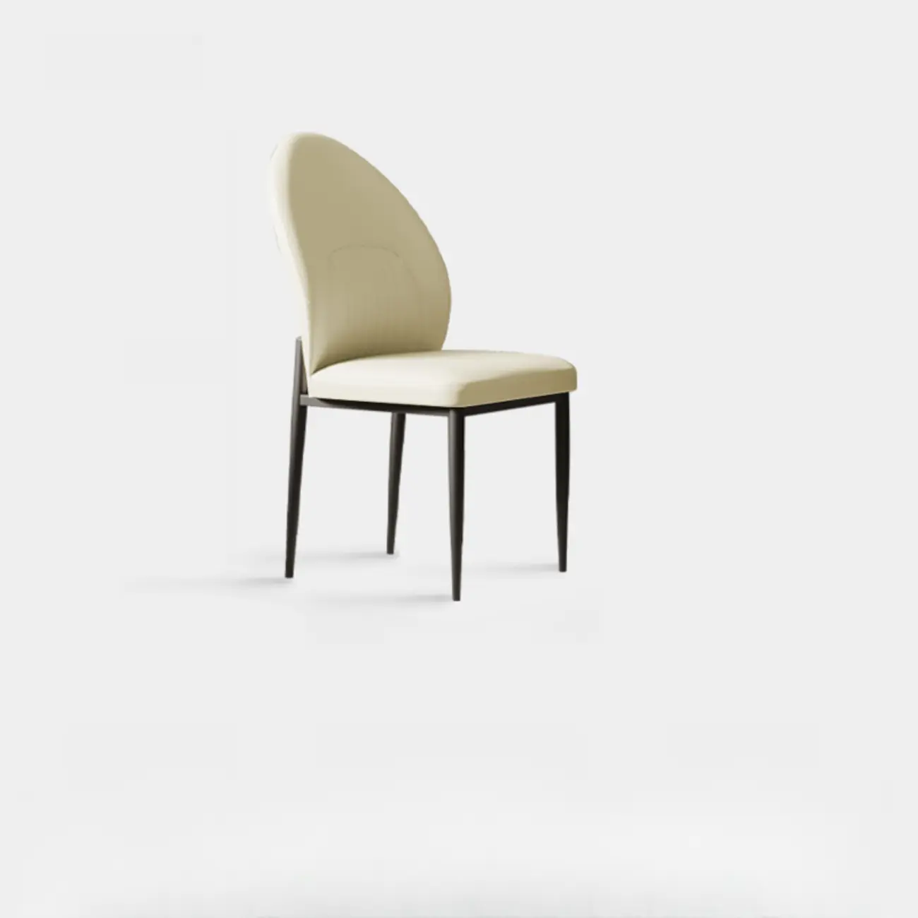 Modern Oval Back Faux Leather Armless Dining Chair Image - 9 | homeyfad