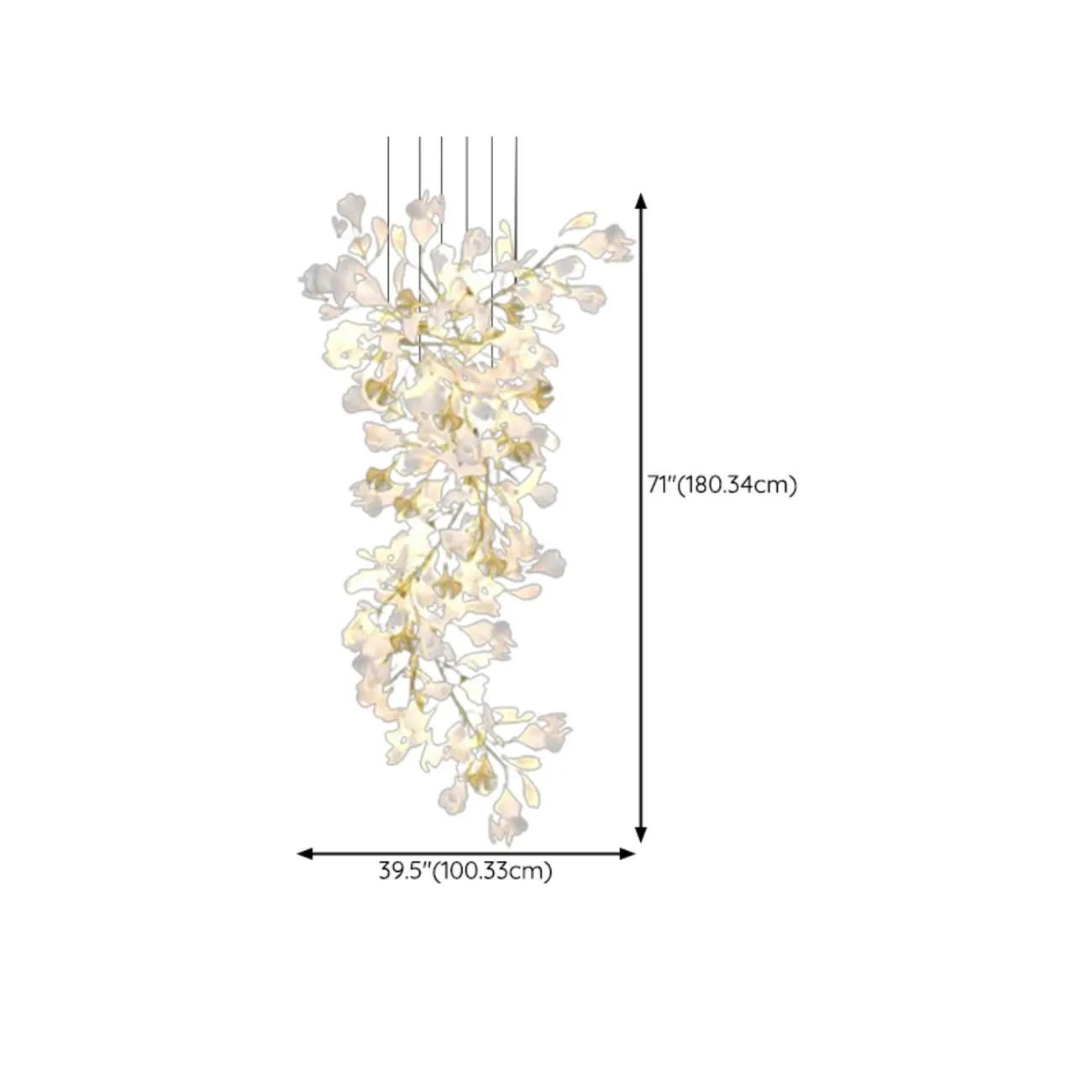 Luxury Adjustable Leaf  Chandelier for Open Spaces  #size