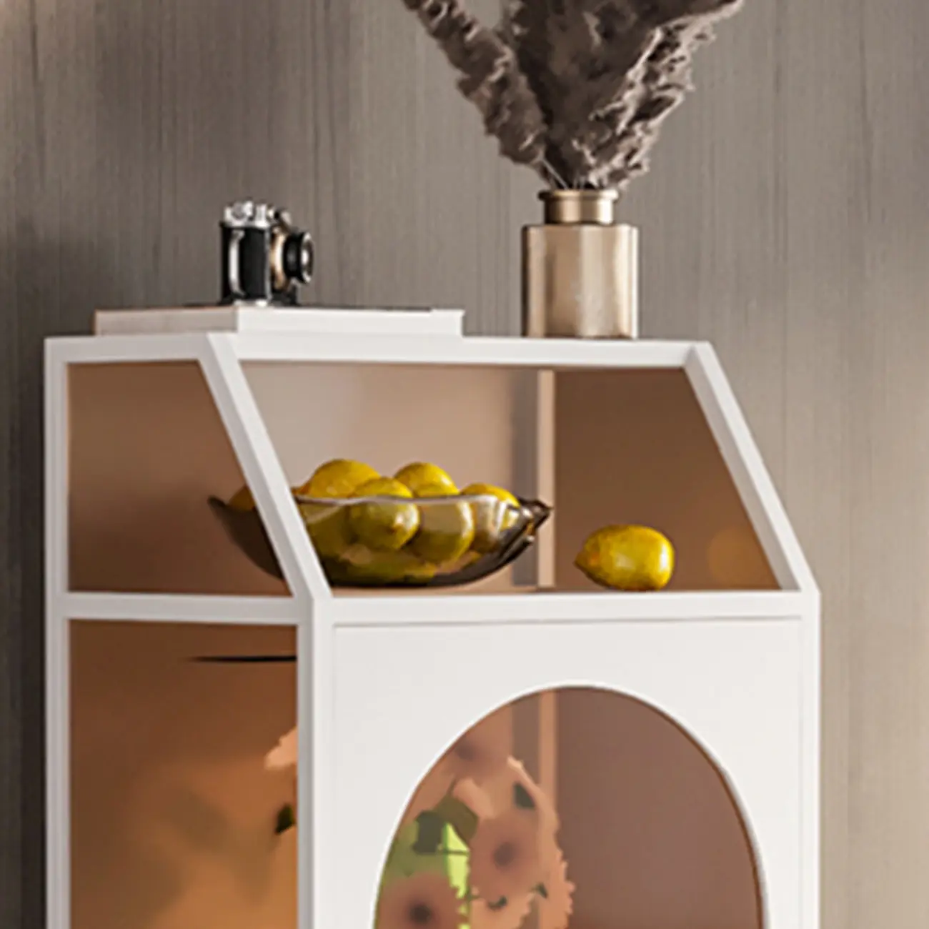 Classic Metal Glass Freestanding Display Cabinet for Dining Room Image - 15 | homeyfad