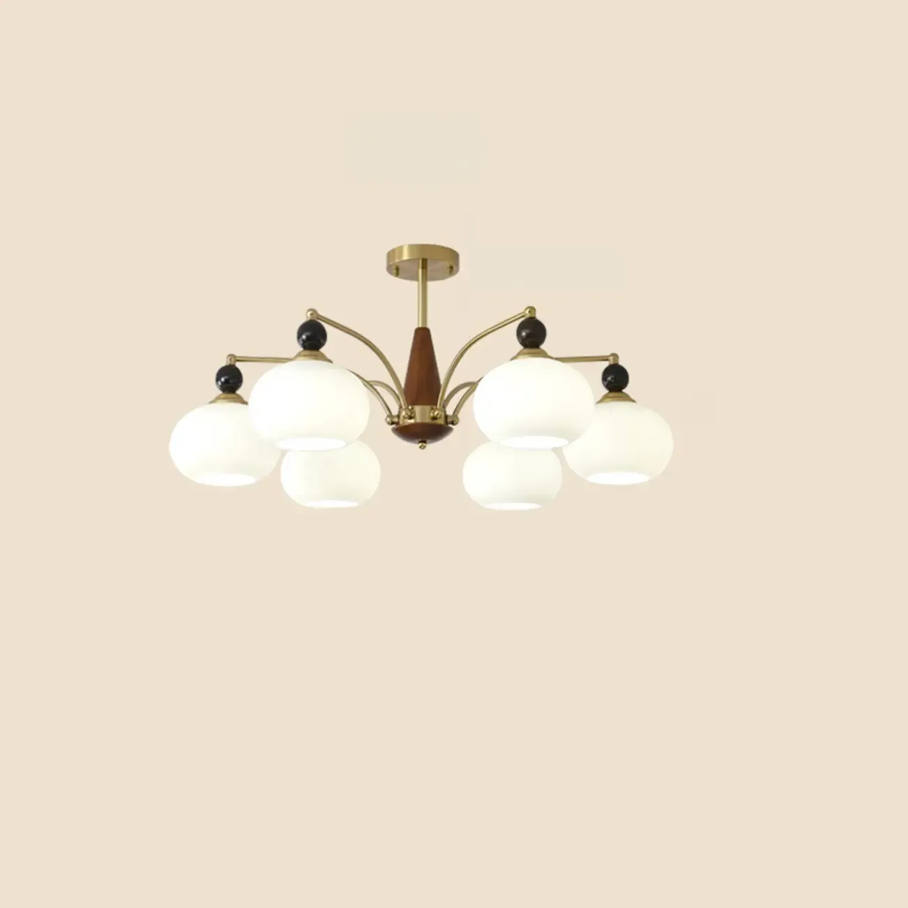 White Globe Chandelier with Glass Shades for Bedroom Image - 13