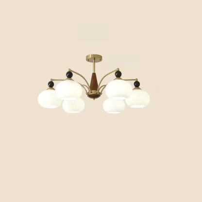White Globe Chandelier with Glass Shades for Bedroom Image - 13