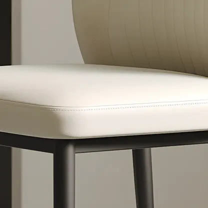 Modern Oval Back Faux Leather Armless Dining Chair Image - 12