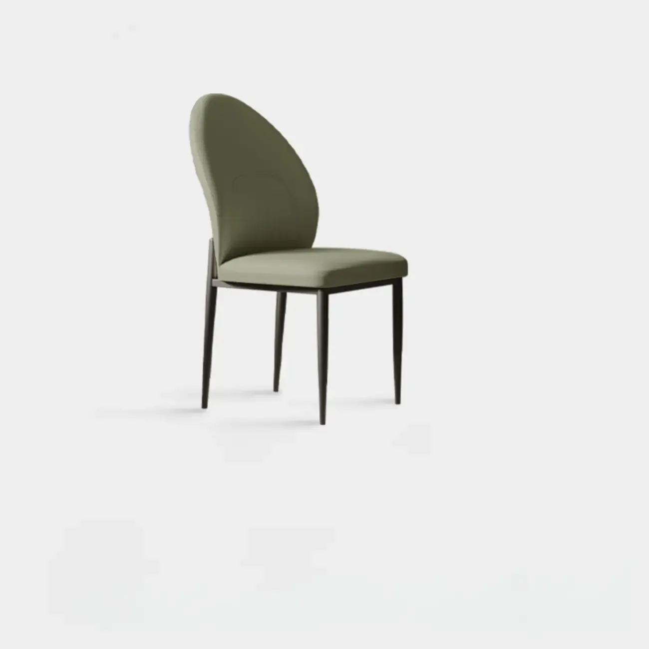 Modern Oval Back Faux Leather Armless Dining Chair Image - 13
