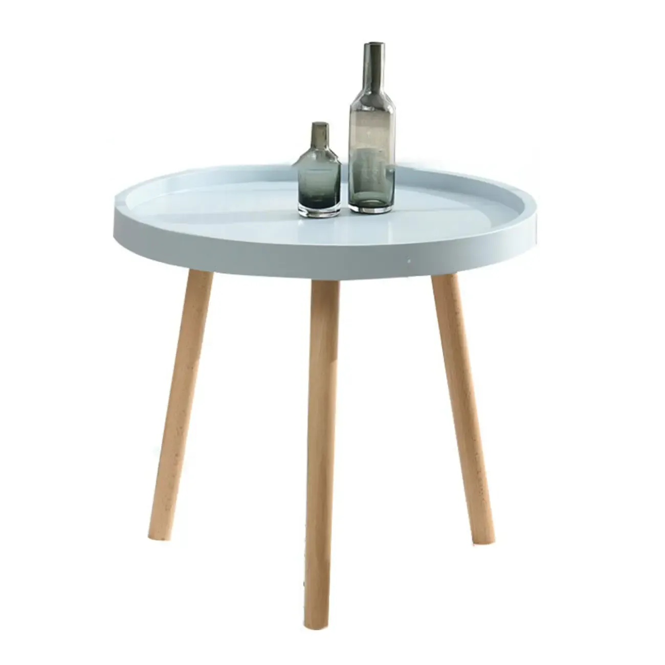 Modern Round Waterproof Coffee Table with Wood Three Leg Image - 9