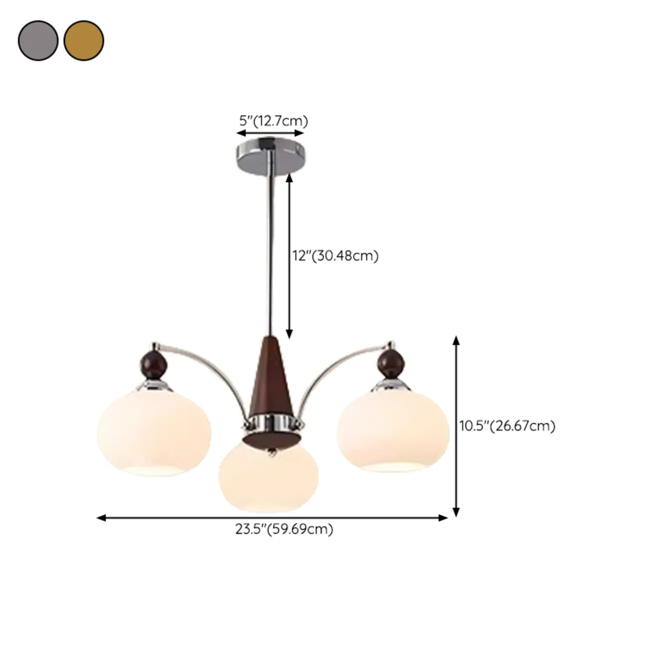 White Globe Chandelier with Glass Shades for Bedroom #size