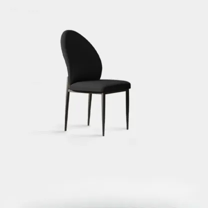 Modern Oval Back Faux Leather Armless Dining Chair Image - 15