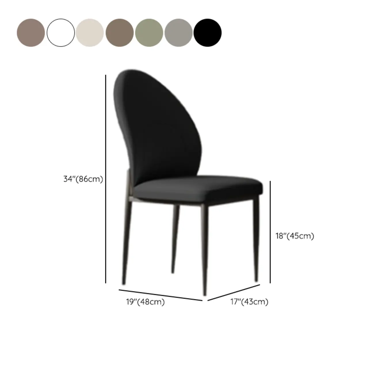 Modern Oval Back Faux Leather Armless Dining Chair #size | homeyfad