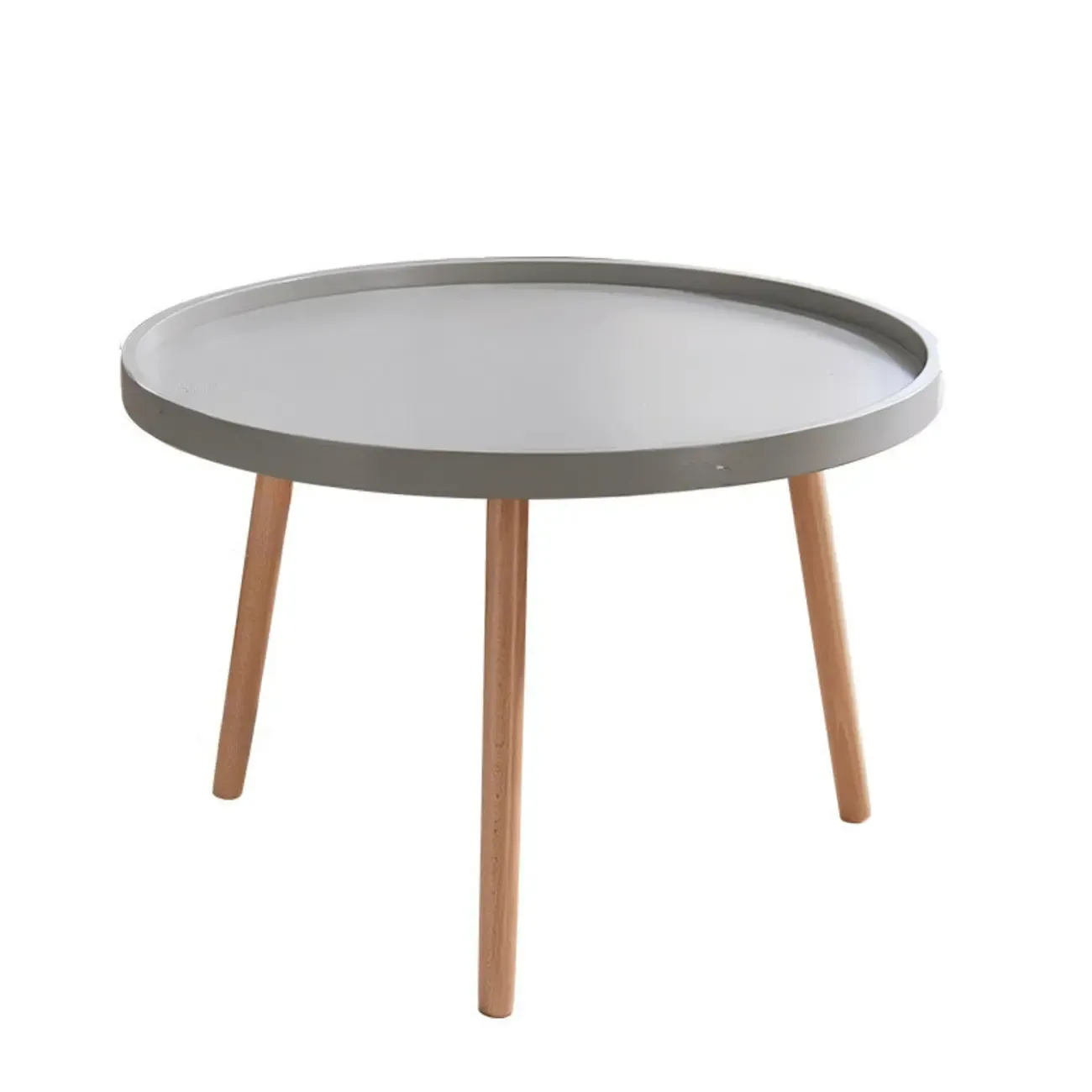 Modern Round Waterproof Coffee Table with Wood Three Leg Image - 11