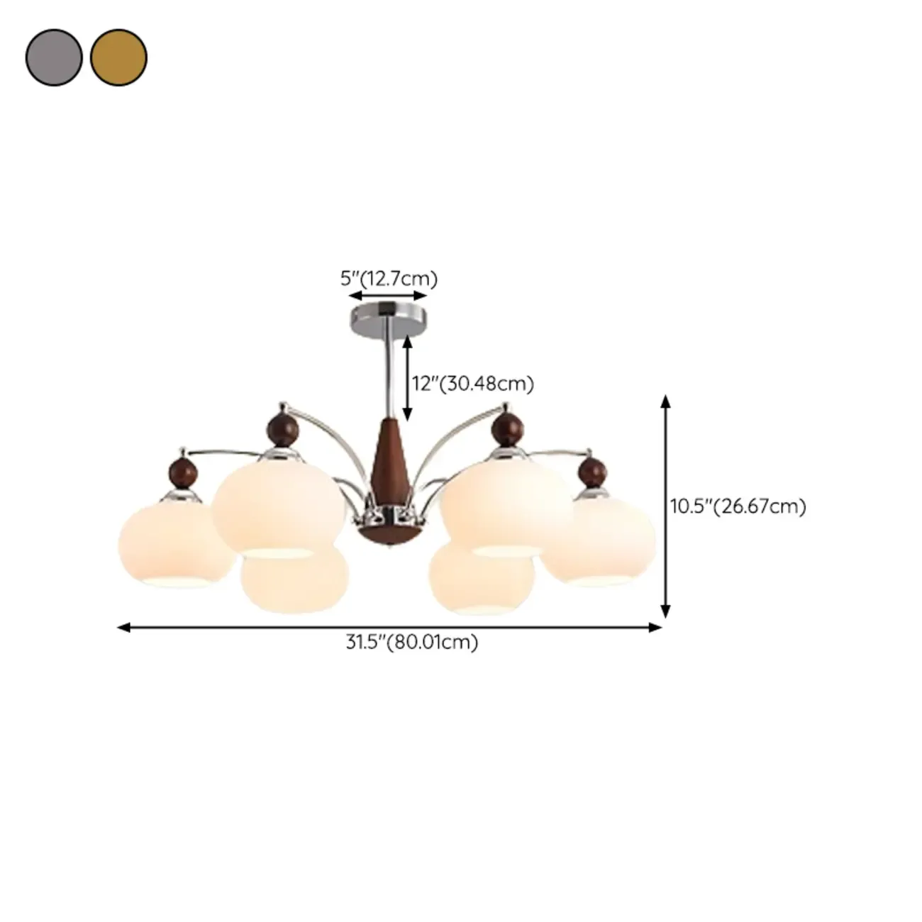 White Globe Chandelier with Glass Shades for Bedroom Image - 17