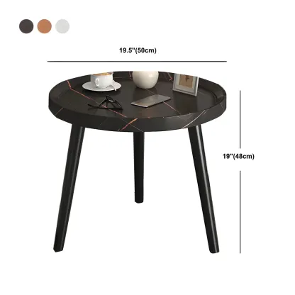 Natural Wooden Round Bedside Table with Open Storage Image - 34