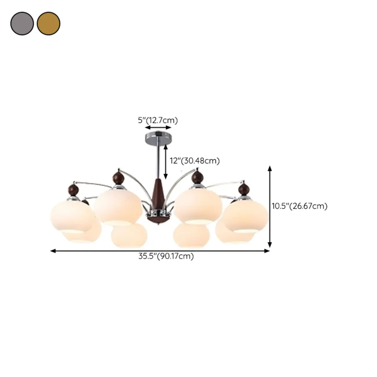 White Globe Chandelier with Glass Shades for Bedroom Image - 18