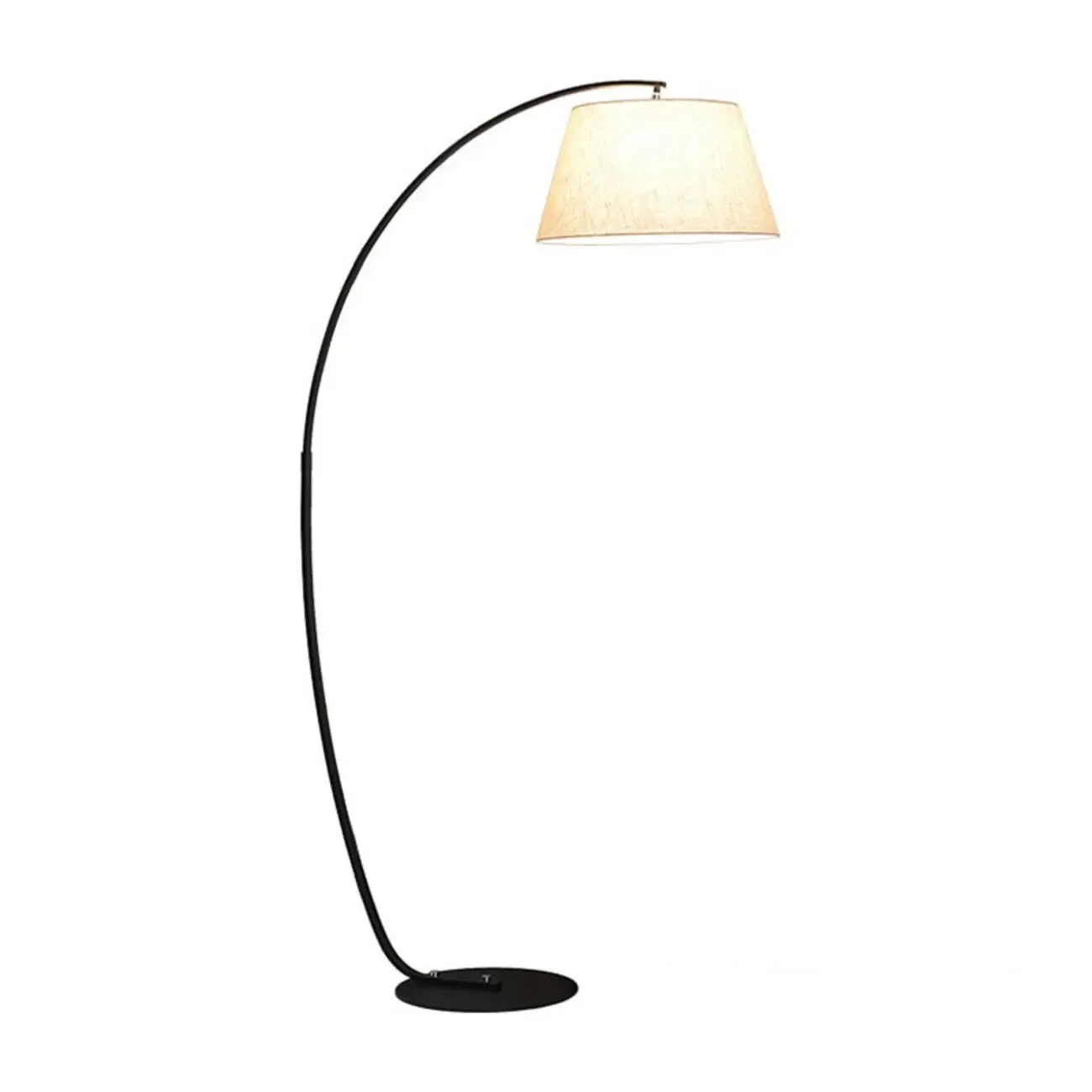 Elegant Arched Floor Lamp with White Fabric Shade for Decor Image - 5