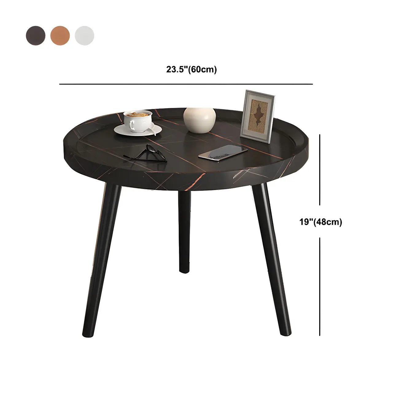 Natural Wooden Round Bedside Table with Open Storage Image - 36 | homeyfad