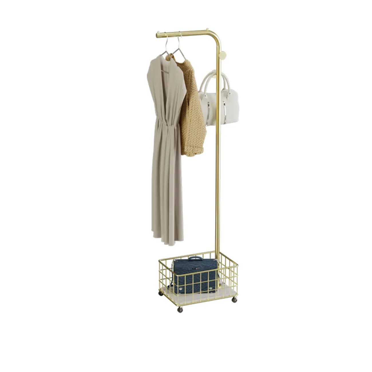 Glam Metal Coat Rack with Shelf and Basket Image - 5 | homeyfad