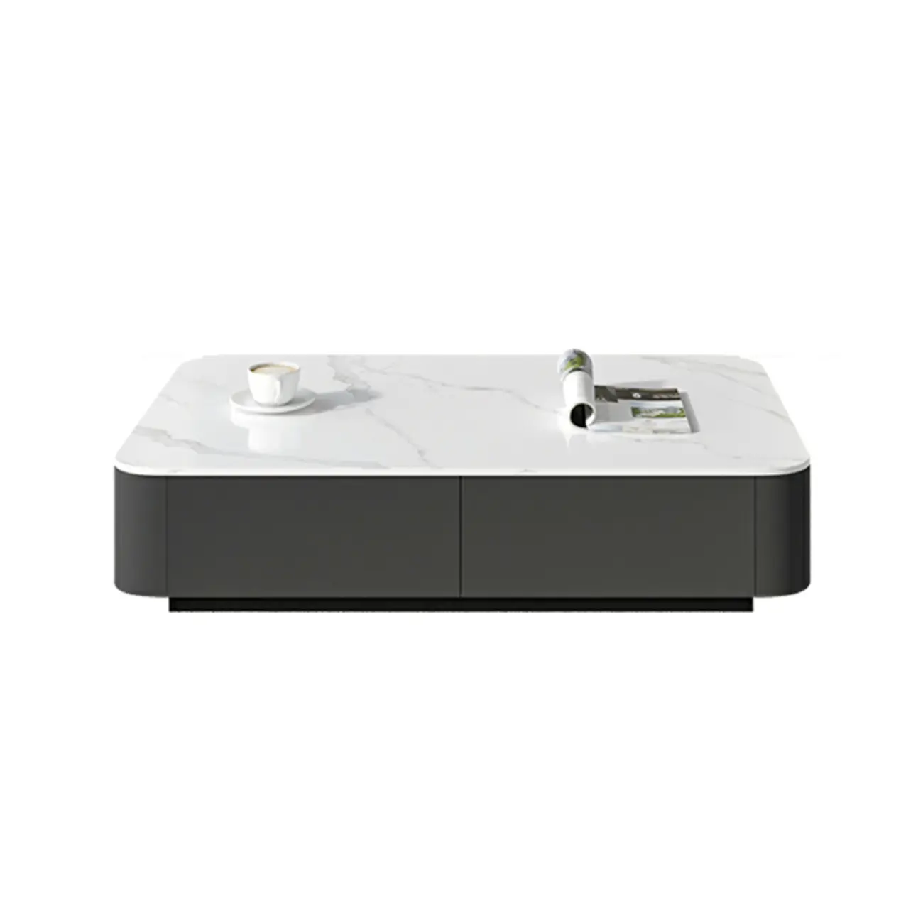 Minimalist Marble White Rectangle Coffee Table for Living Room Image - 2 | homeyfad
