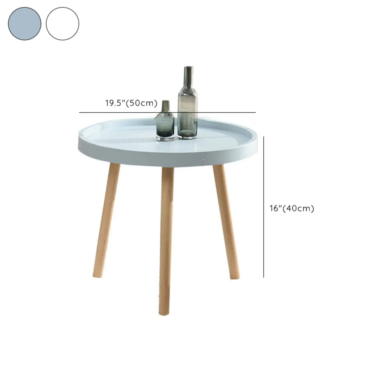 Modern Round Waterproof Coffee Table with Wood Three Leg #size | homeyfad
