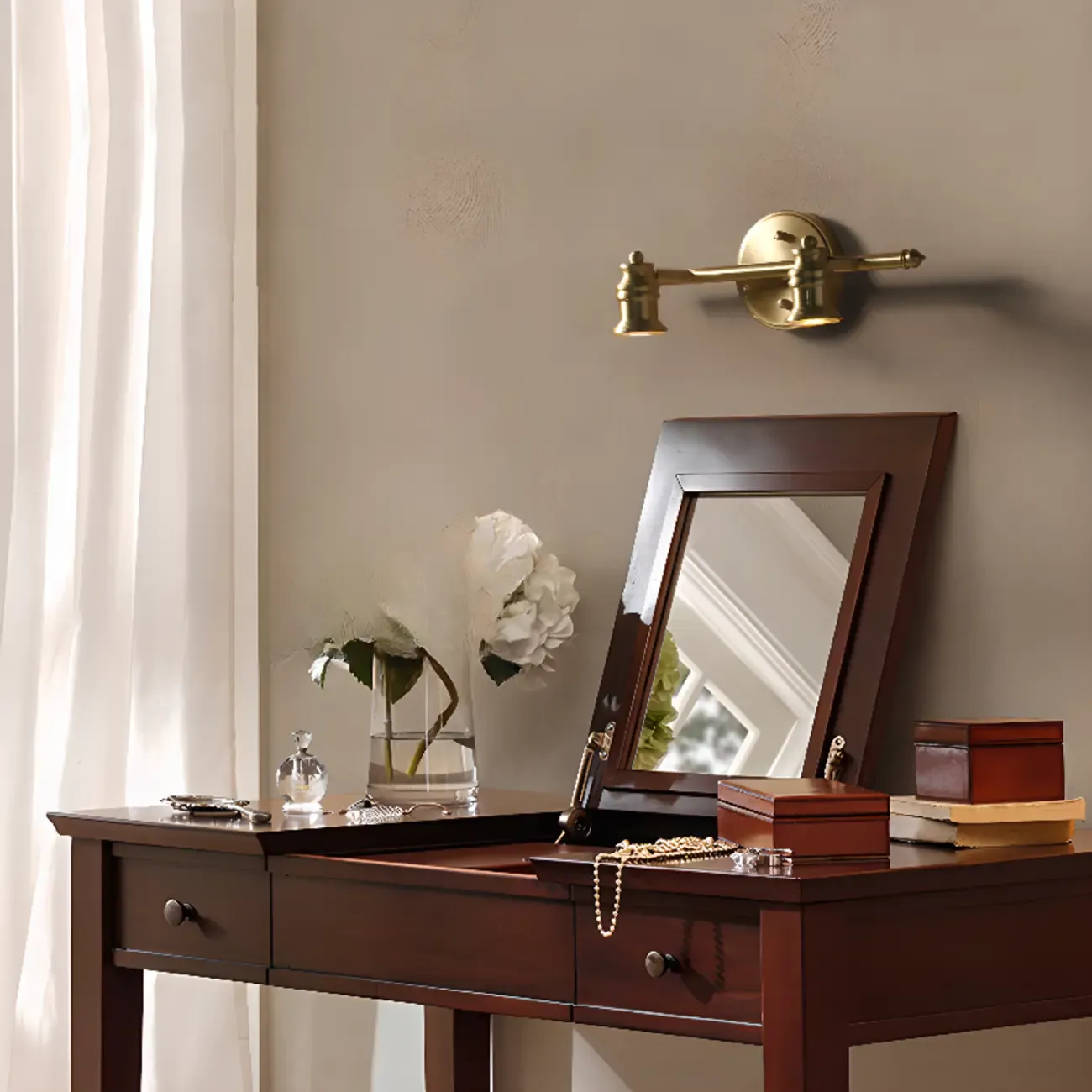 3-Light Vintage Bathroom Vanity Light Fixture Over Mirror Image - 3