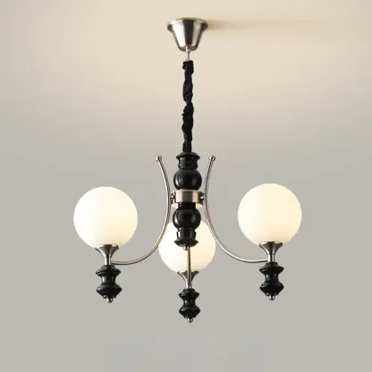 Vintage Black LED Chandelier with Metal and Glass Design Image - 11