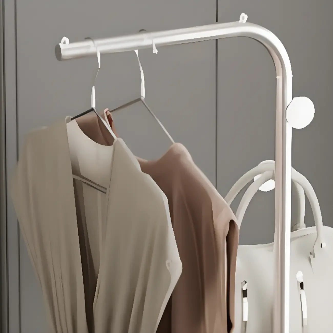 Glam Metal Coat Rack with Shelf and Basket Image - 11