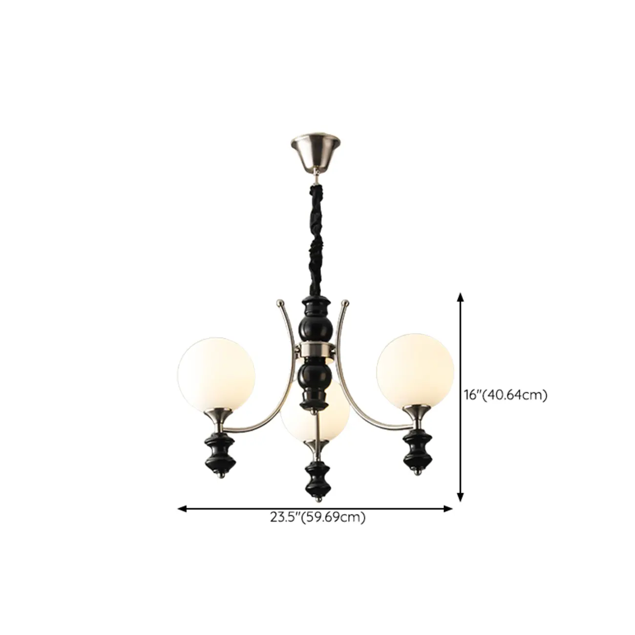 Vintage Black LED Chandelier with Metal and Glass Design #size | homeyfad