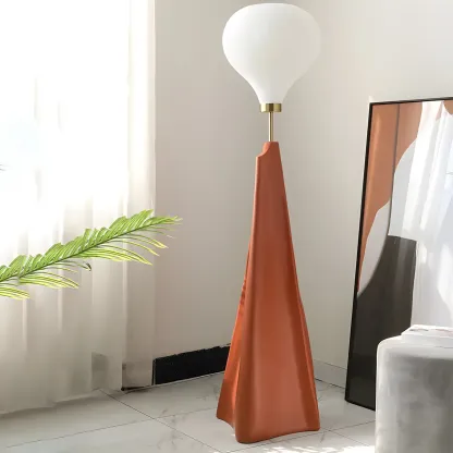 Designer White Glass Globe Floor Lamp with Unique Mountain Shape Image - 1